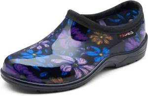 HISEA Waterproof Garden Shoe for Women Outdoor Slip-On Rain Boots Rubber Rain Shoes Short Ankle Booties and Garden Clogs with Comfort Insole