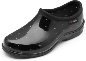 HISEA Waterproof Garden Shoe for Women Outdoor Slip-On Rain Boots Rubber Rain Shoes Short Ankle Booties and Garden Clogs with Comfort Insole