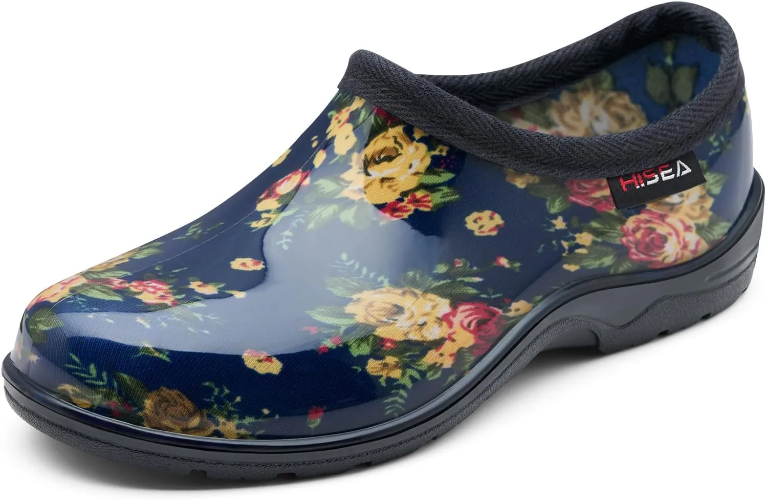 HISEA Waterproof Garden Shoe for Women Outdoor Slip-On Rain Boots Rubber Rain Shoes Short Ankle Booties and Garden Clogs with Comfort Insole