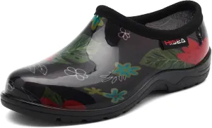 HISEA Waterproof Garden Shoe for Women Outdoor Slip-On Rain Boots Rubber Rain Shoes Short Ankle Booties and Garden Clogs with Comfort Insole