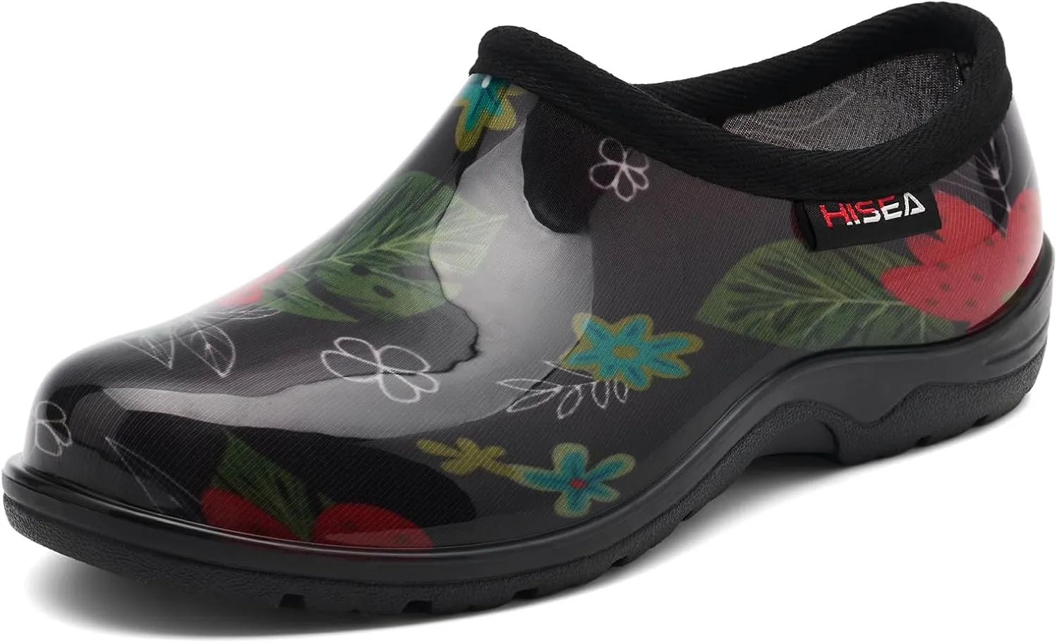 HISEA Waterproof Garden Shoe for Women Outdoor Slip-On Rain Boots Rubber Rain Shoes Short Ankle Booties and Garden Clogs with Comfort Insole