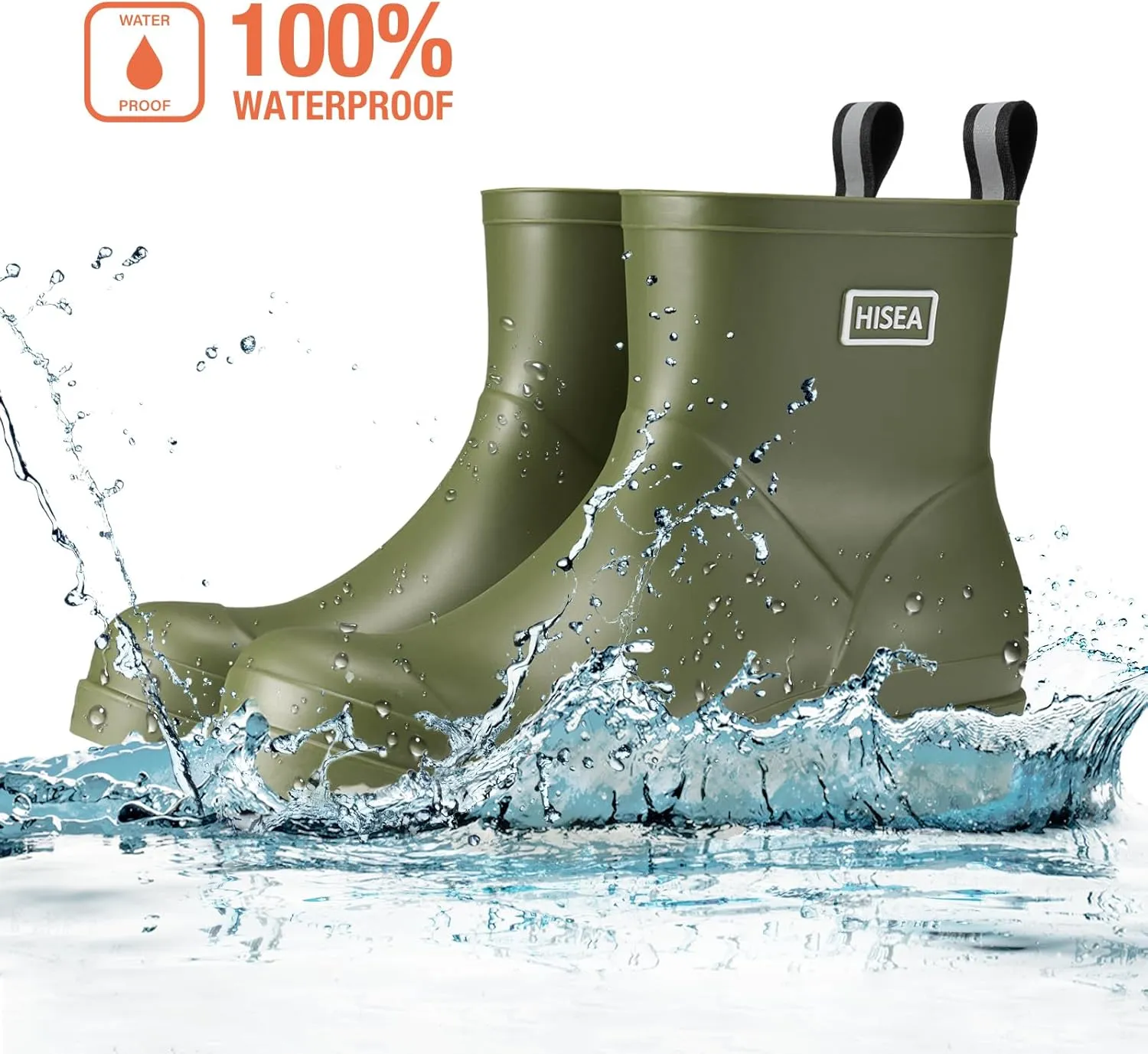 HISEA Women's Ankle Rubber Rain Boots Waterproof Short Chelsea Boots for Garden with Comfortable Insoles CHOOSE ONE SIZE UP