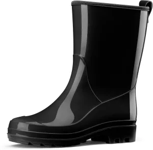 HISEA Women's Mid Calf Rain Boots Waterproof Garden Shoes Anti-Slipping Rainboots for Ladies with Comfort Insole Lightweight Rubber Short Rain Shoes Outdoor Work Boots