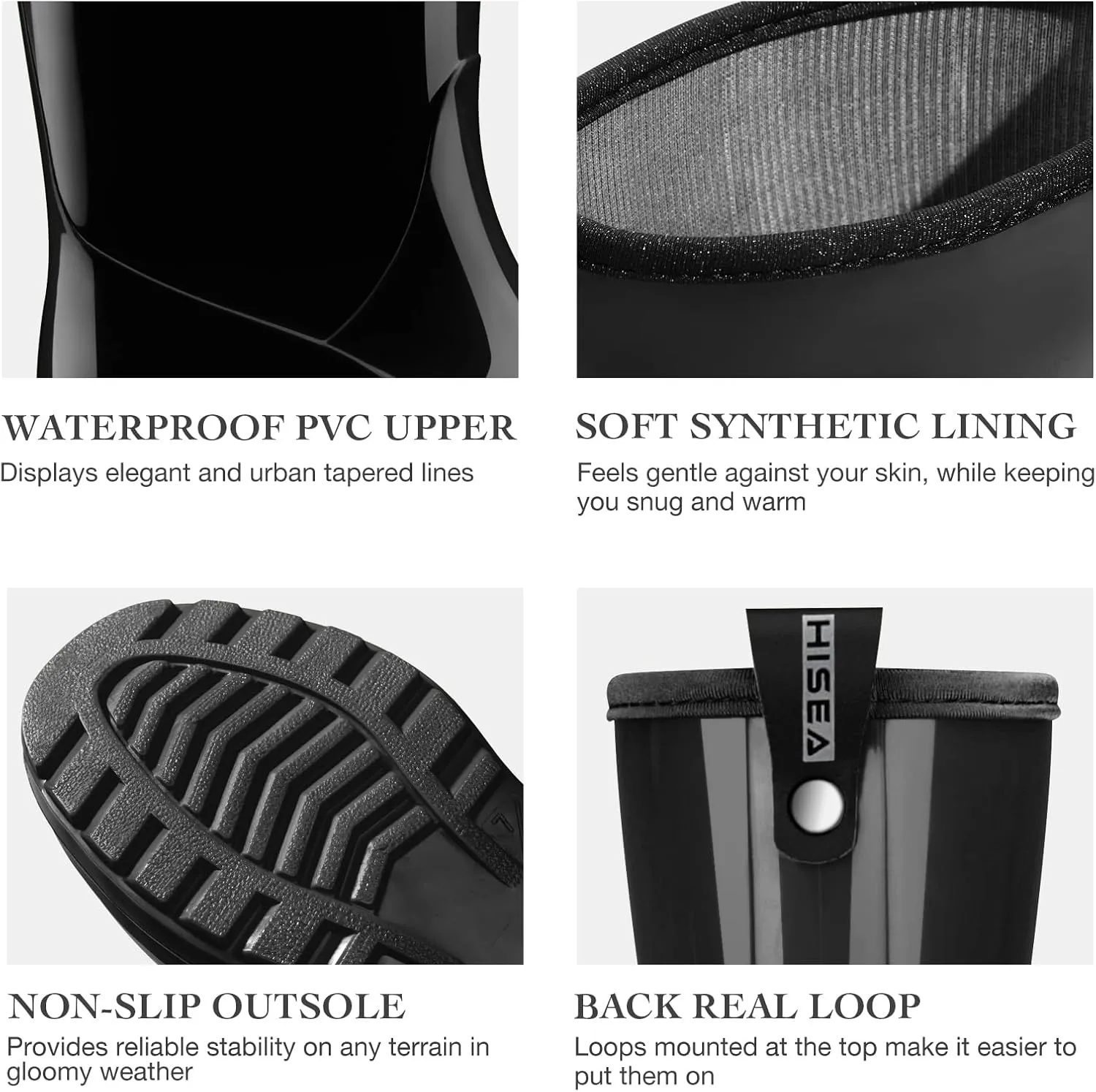 HISEA Women's Mid Calf Rain Boots Waterproof Garden Shoes Anti-Slipping Rainboots for Ladies with Comfort Insole Lightweight Rubber Short Rain Shoes Outdoor Work Boots