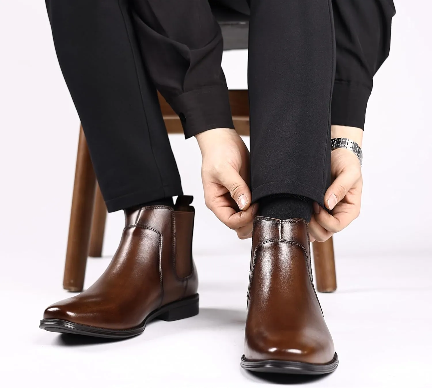 Holy dove Chelsea Boots Men – Genuine Leather,Chelsea Boots for Men with Side Zipper, Casual Slip-On Ankle Boots, Chukka & Oxford Style Dress Boots