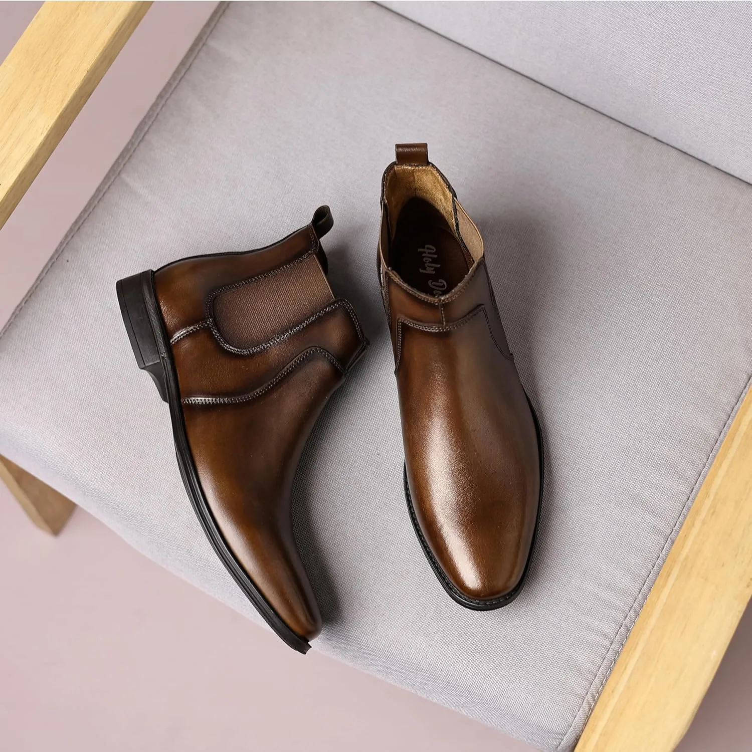 Holy dove Chelsea Boots Men – Genuine Leather,Chelsea Boots for Men with Side Zipper, Casual Slip-On Ankle Boots, Chukka & Oxford Style Dress Boots