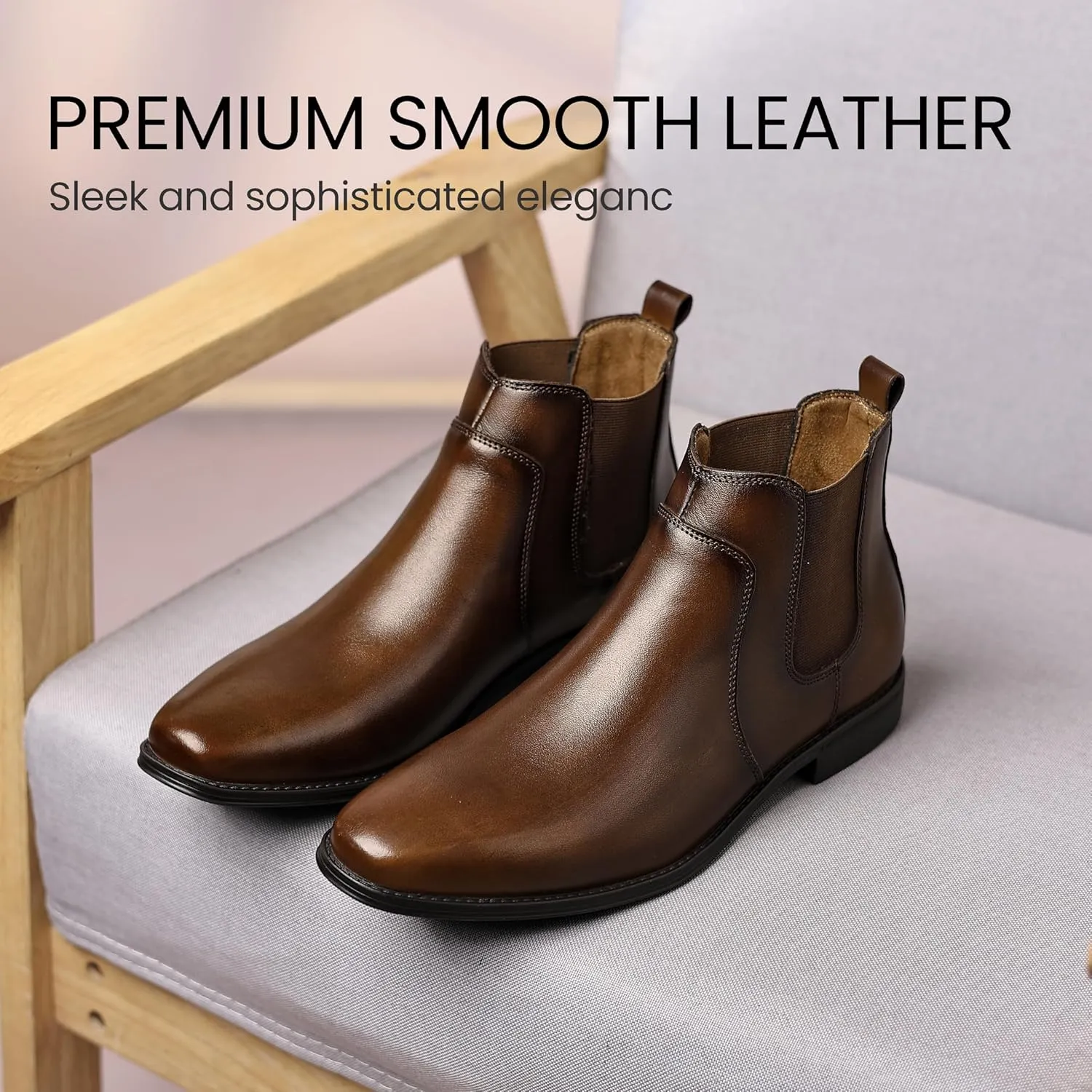 Holy dove Chelsea Boots Men – Genuine Leather,Chelsea Boots for Men with Side Zipper, Casual Slip-On Ankle Boots, Chukka & Oxford Style Dress Boots
