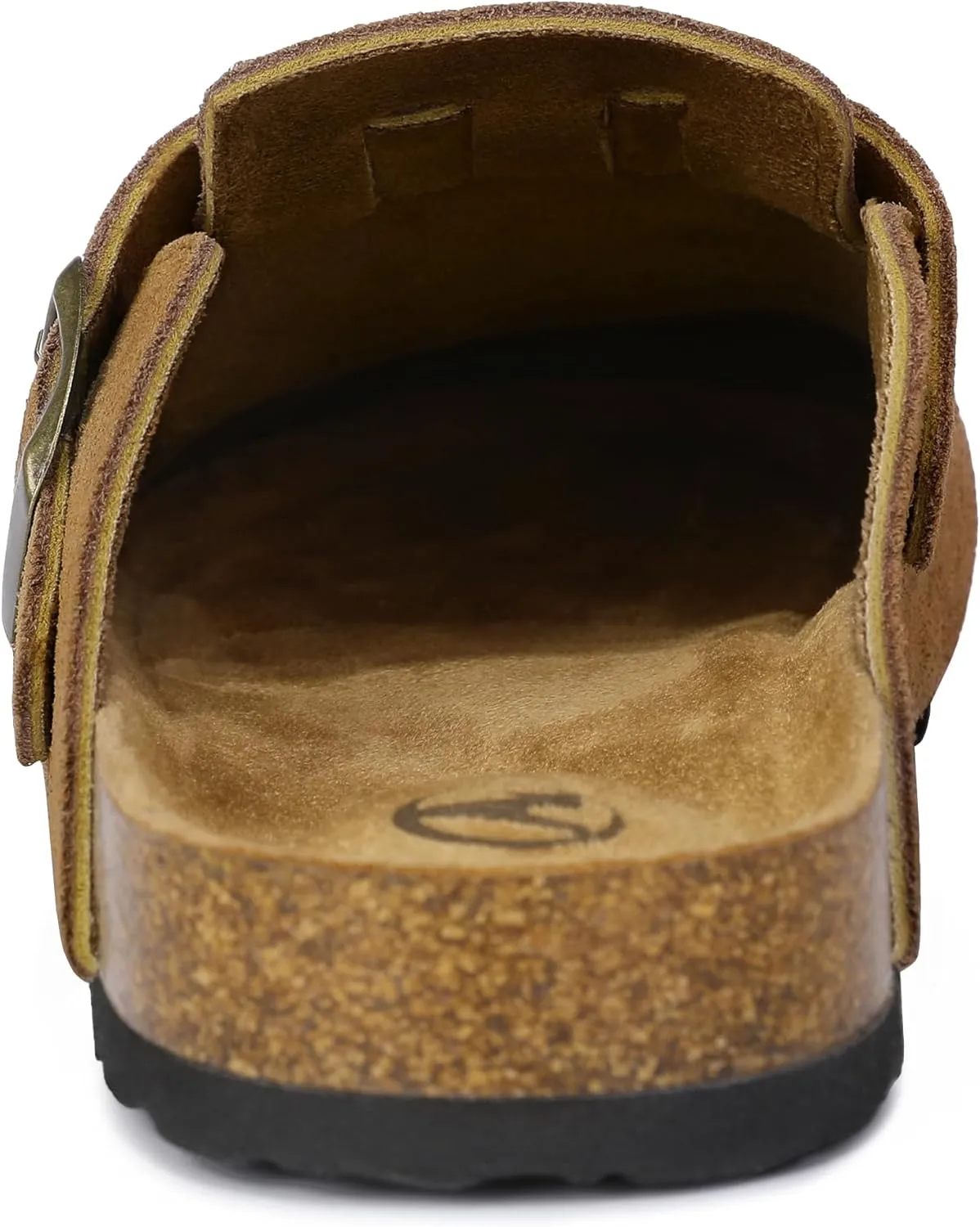 HOMETRUE Mens Suede Clogs Slippers Sandals with Cushioned Cork-Footbed