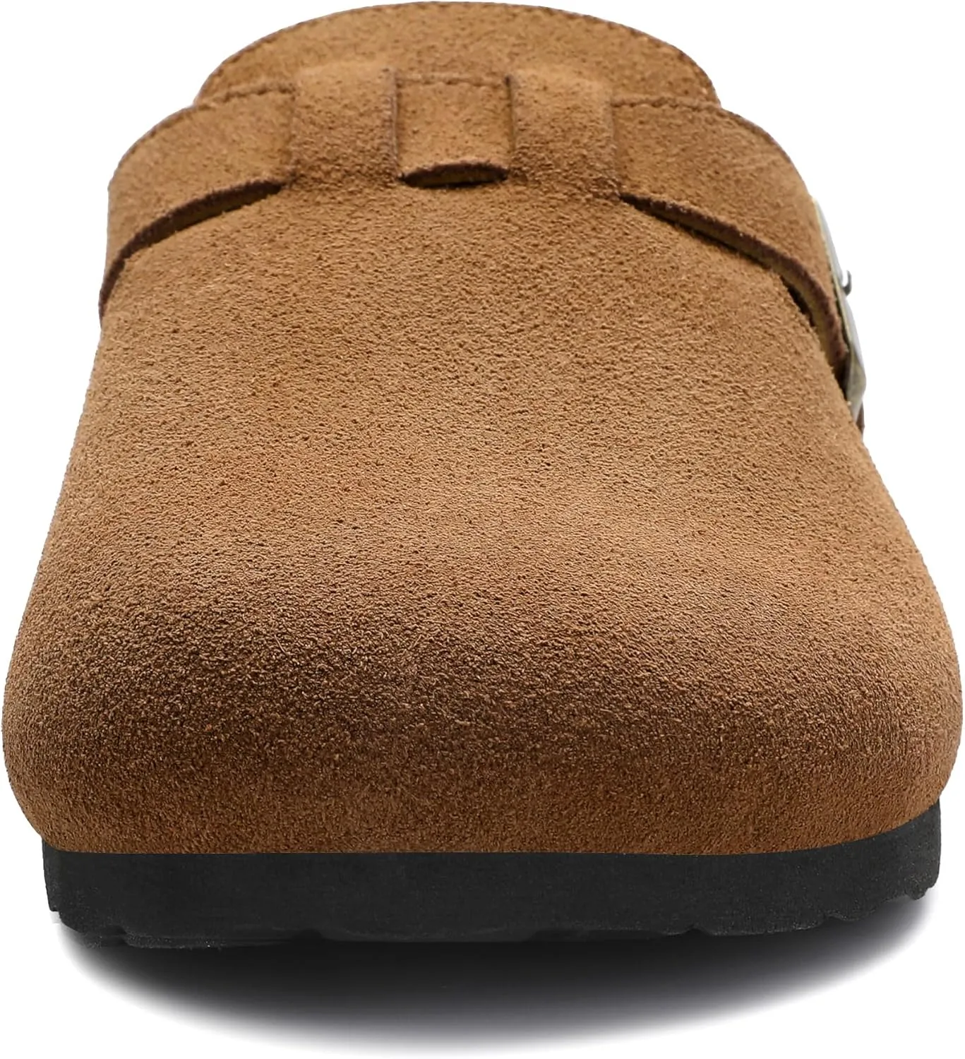 HOMETRUE Mens Suede Clogs Slippers Sandals with Cushioned Cork-Footbed