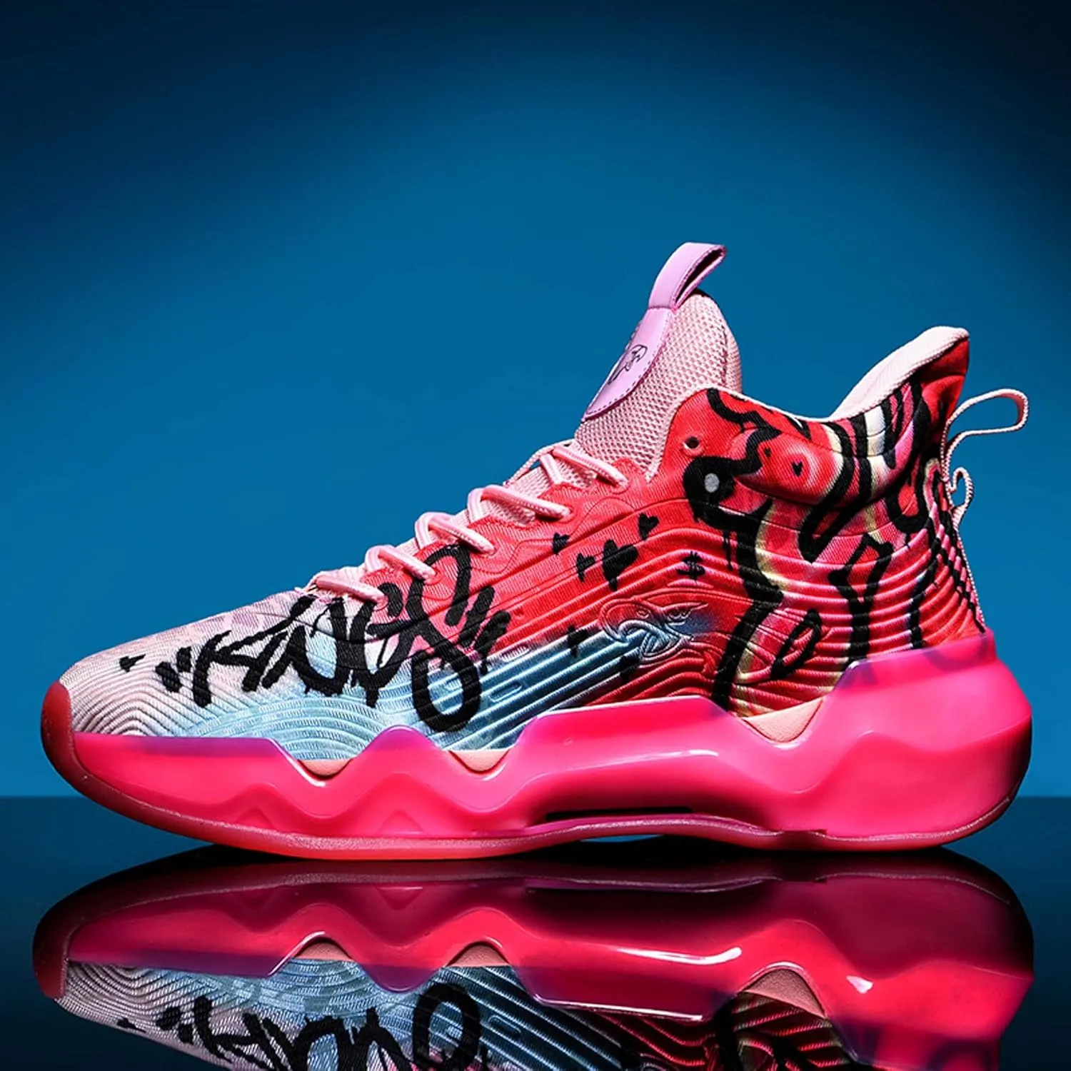 Hopelong High Upper Mens Basketball Shoes Breathable Non Slip Outdoor Sneakers Cushioning Workout Shoes High Collar Basketball Shoes for Boys Coolest Basketball Shoe with Buttons (Size 5-11)