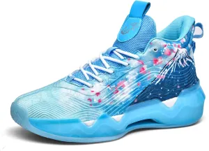 Hopelong High Upper Mens Basketball Shoes Breathable Non Slip Outdoor Sneakers Cushioning Workout Shoes High Collar Basketball Shoes for Boys Coolest Basketball Shoe with Buttons (Size 5-11)