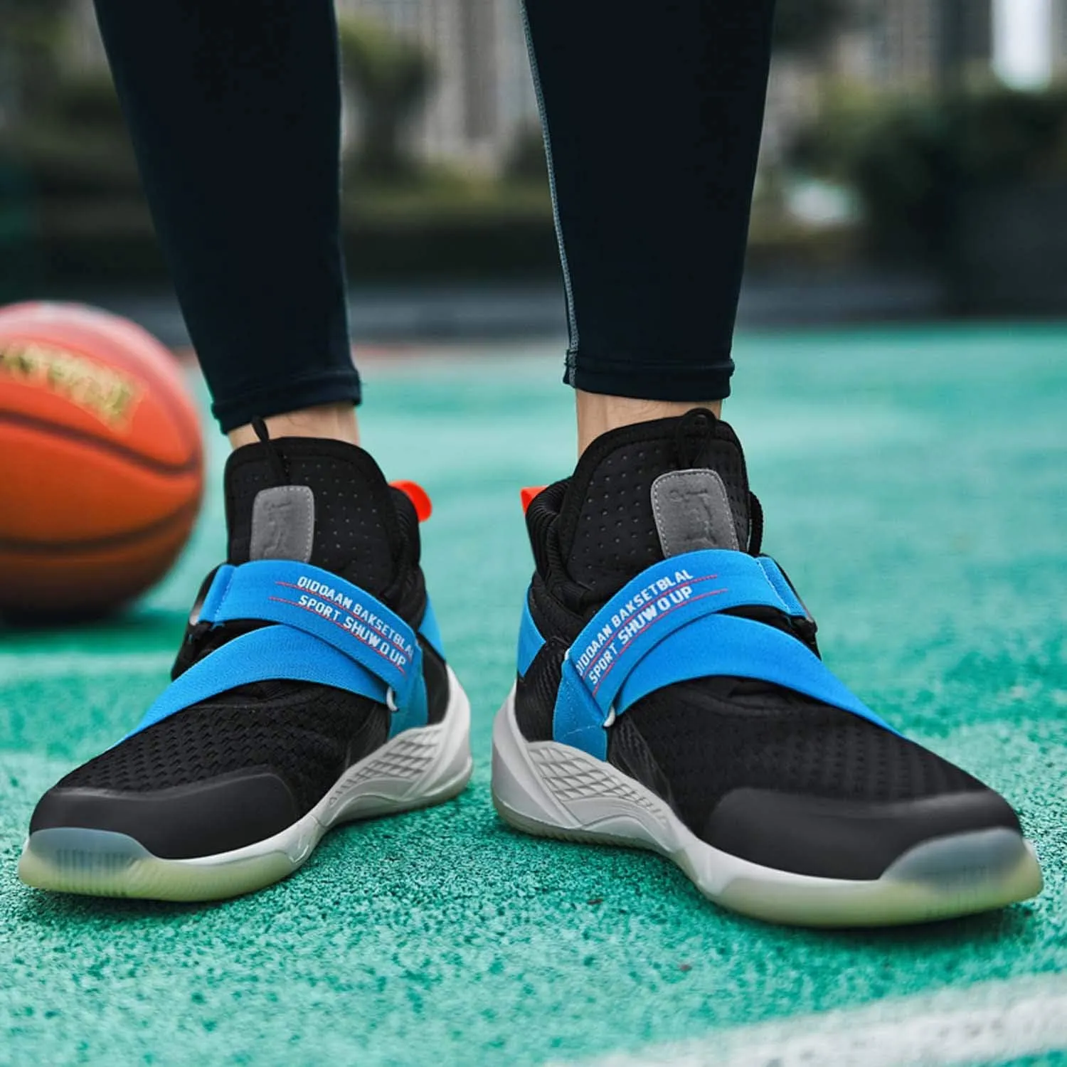 Hopelong High Upper Mens Basketball Shoes Breathable Non Slip Outdoor Sneakers Cushioning Workout Shoes High Collar Basketball Shoes for Boys Coolest Basketball Shoe with Buttons (Size 5-11)