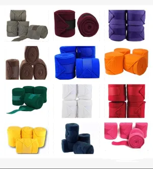 Horse Fleece Bandages/Polo Wraps/Stable Wraps Equestrian Leg Wraps Set of 4 TACK Equestrian Boots Protection (Maroon)