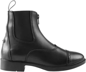 HORZE Wexford Kids Unisex Equestrian Synthetic Leather Zip-Up Schooling Paddock Boots - Black - 12