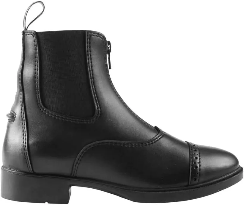 HORZE Wexford Kids Unisex Equestrian Synthetic Leather Zip-Up Schooling Paddock Boots - Black - 12