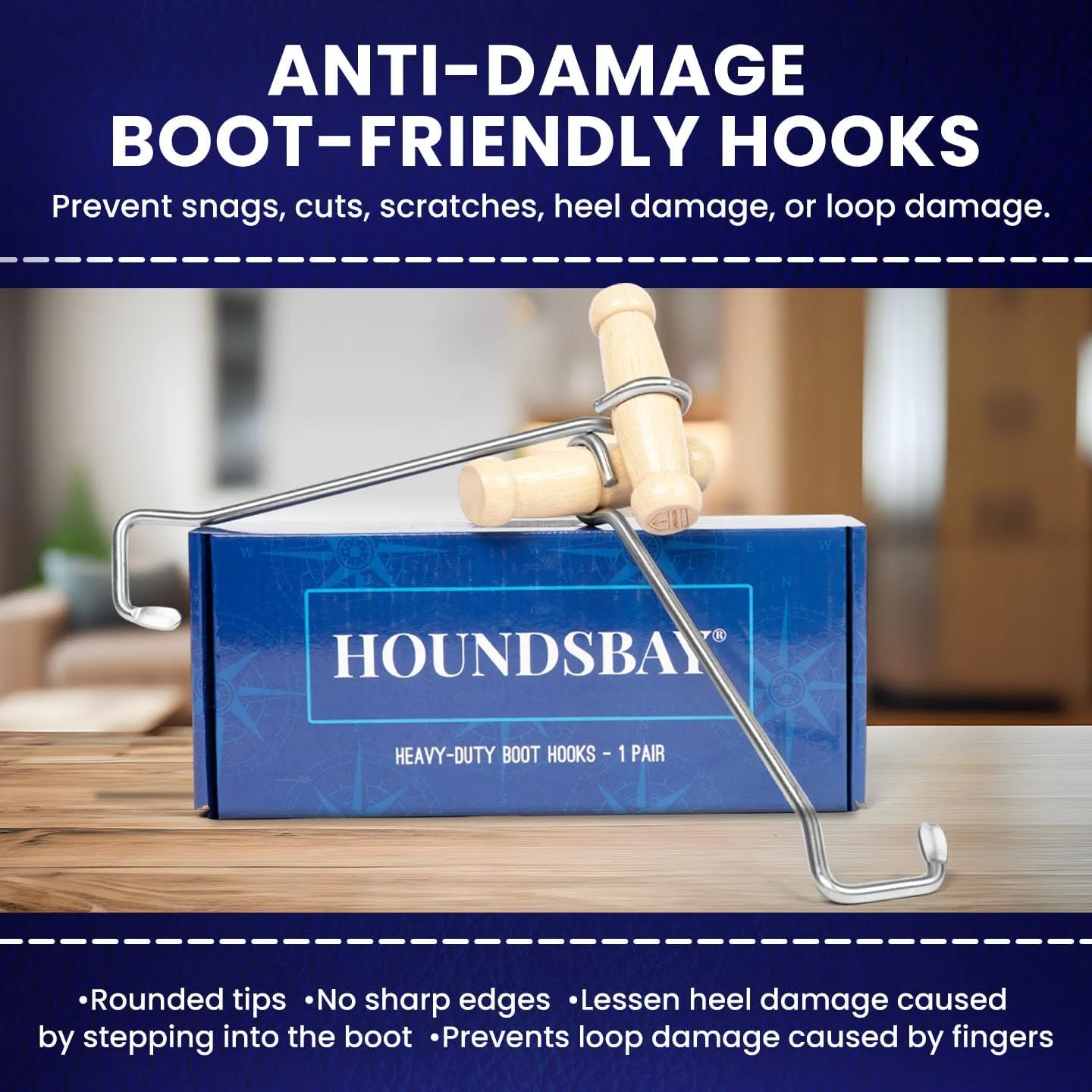 HOUNDSBAY Cowboy Boot Hooks for Men and Women - Boot Puller for Cowboy Boots with Long Handles