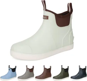 HSBDNZQ Men's Deck Boots, Deck Shoes Waterproof Rain Boots, Saltwater Rubber Ankle Boots, Non-Slip Garden Fishing Shoes for Boating Camping Sailing