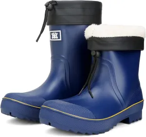 HSBDNZQ Rain Boots for Men, Waterproof Mens Rubber Boots with PVC Unique Design, Comfort Lightweight Work Mud Boots, Resistant Durable Slip Garden Boots for Farming Gardening Fishing