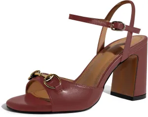 iadore Women Fashion High Block Heel Shoes Strappy with Buckle Fashion Studded Round Open Toe Summer Dress Sandals Size 5-12 US