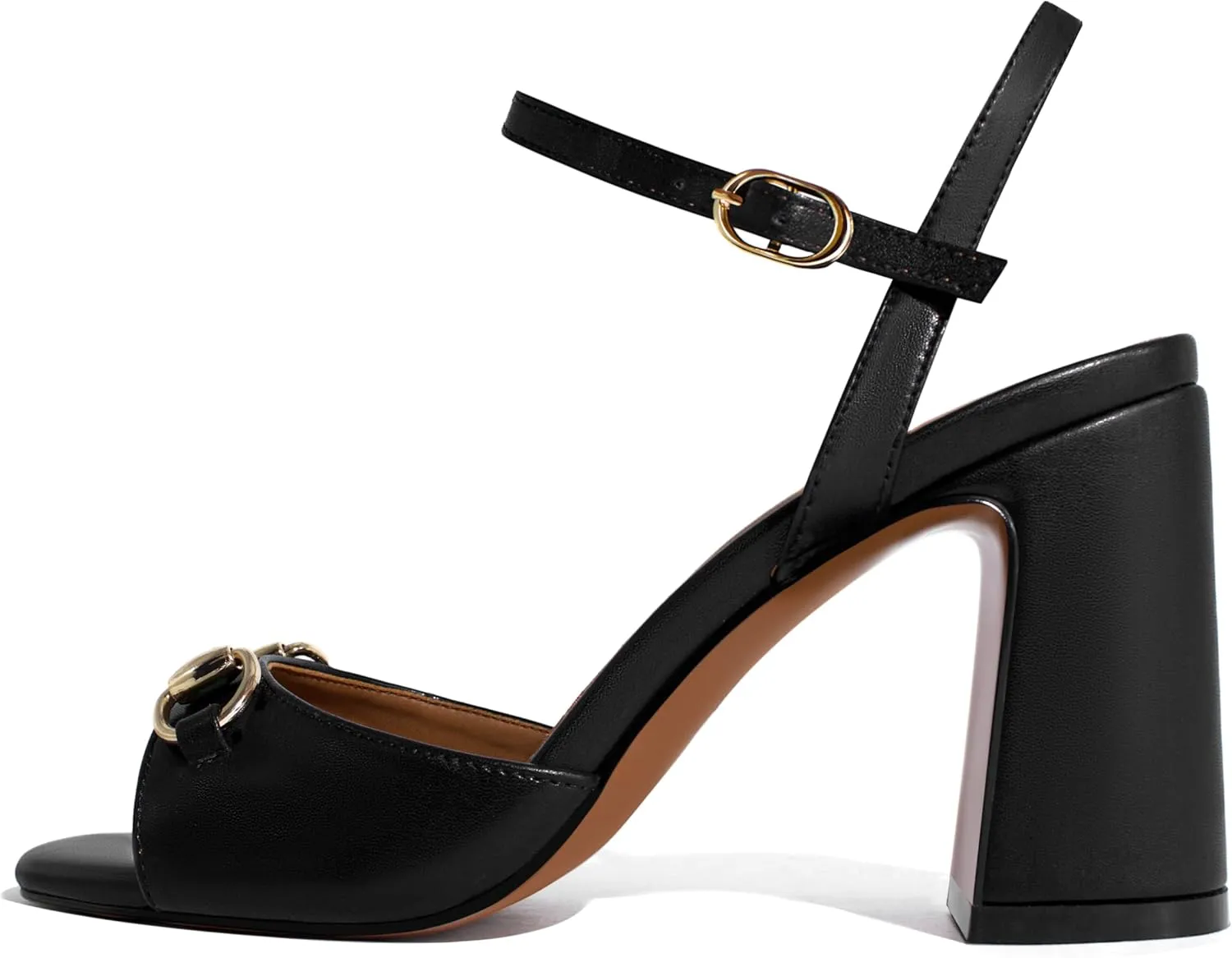iadore Women Fashion High Block Heel Shoes Strappy with Buckle Fashion Studded Round Open Toe Summer Dress Sandals Size 5-12 US