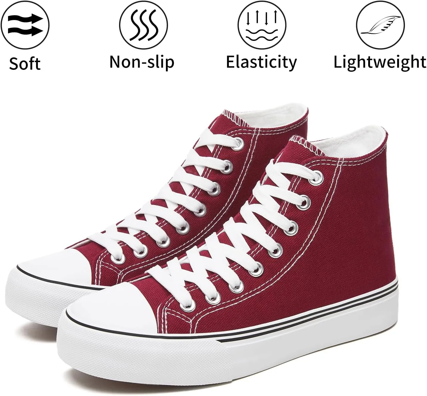 Iarus High Top Sneakers for Women White Canvas Comfortable Shoes for Women Walking Casual Sneakers Tennis Shoes