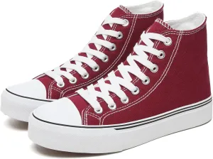 Iarus High Top Sneakers for Women White Canvas Comfortable Shoes for Women Walking Casual Sneakers Tennis Shoes