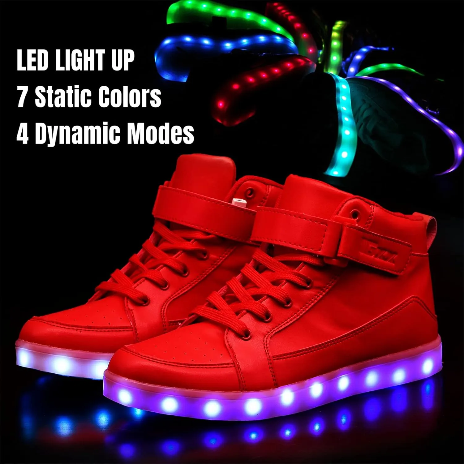 IGxx LED Light Up High Top Sneakers - USB Rechargeable, Glowing, Flashing Shoes for Men, Women & Kids