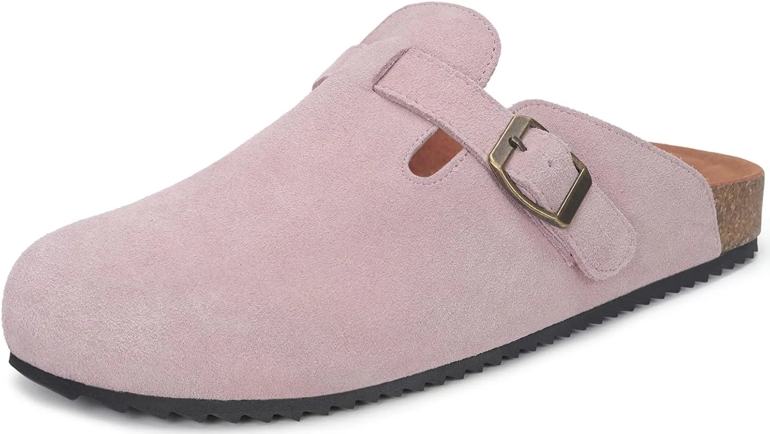 Intini Womens Suede Clogs Mens Leather Mules Cork Footbed Sandals with Arch Support
