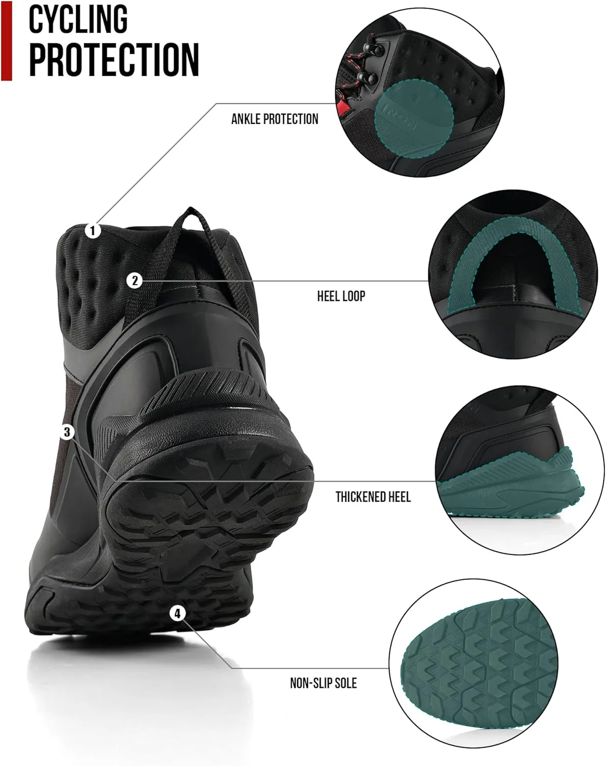 IRON JIA'S Motorcycle Shoes for Men, Waterproof Anti-Slip Breathable Street Casual Motorcycle Riding Boots with Lace Garage, Ankle Support, Shift Pads 10.5