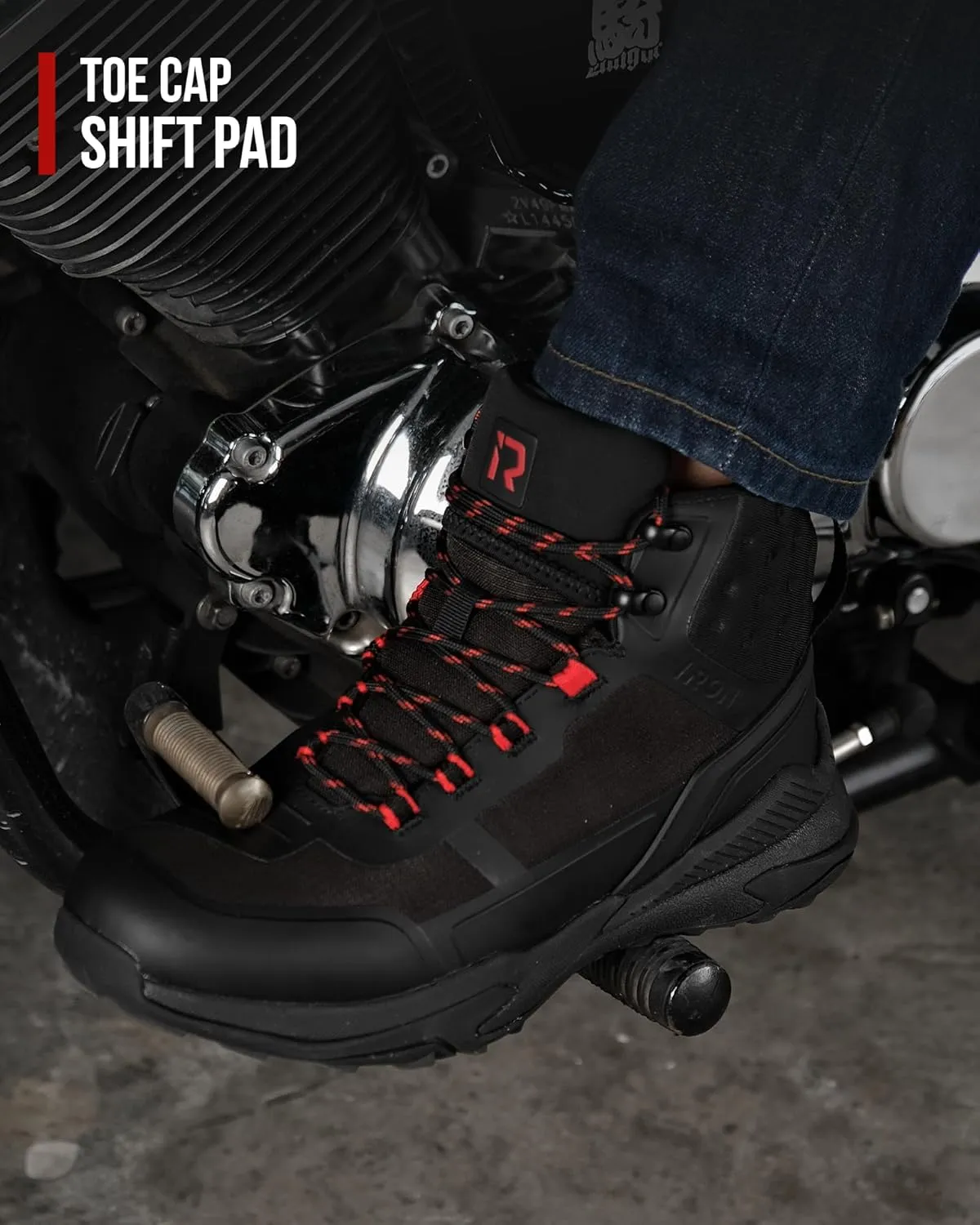 IRON JIA'S Motorcycle Shoes for Men, Waterproof Anti-Slip Breathable Street Casual Motorcycle Riding Boots with Lace Garage, Ankle Support, Shift Pads 10.5
