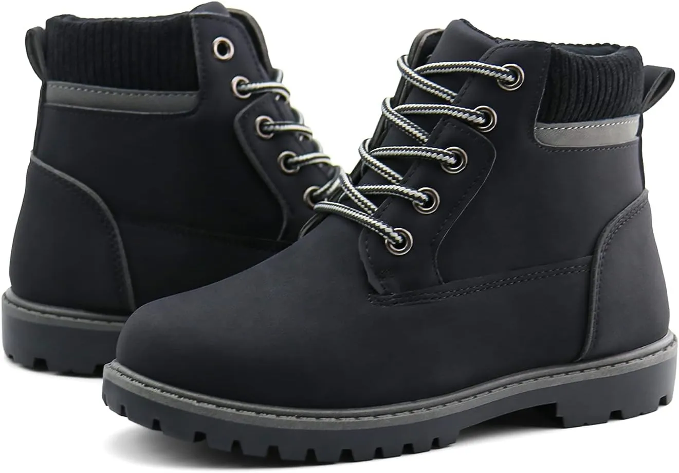 JABASIC Kids Ankle Boots Boys Girls Lace-Up Outdoor Comfort Work Boots