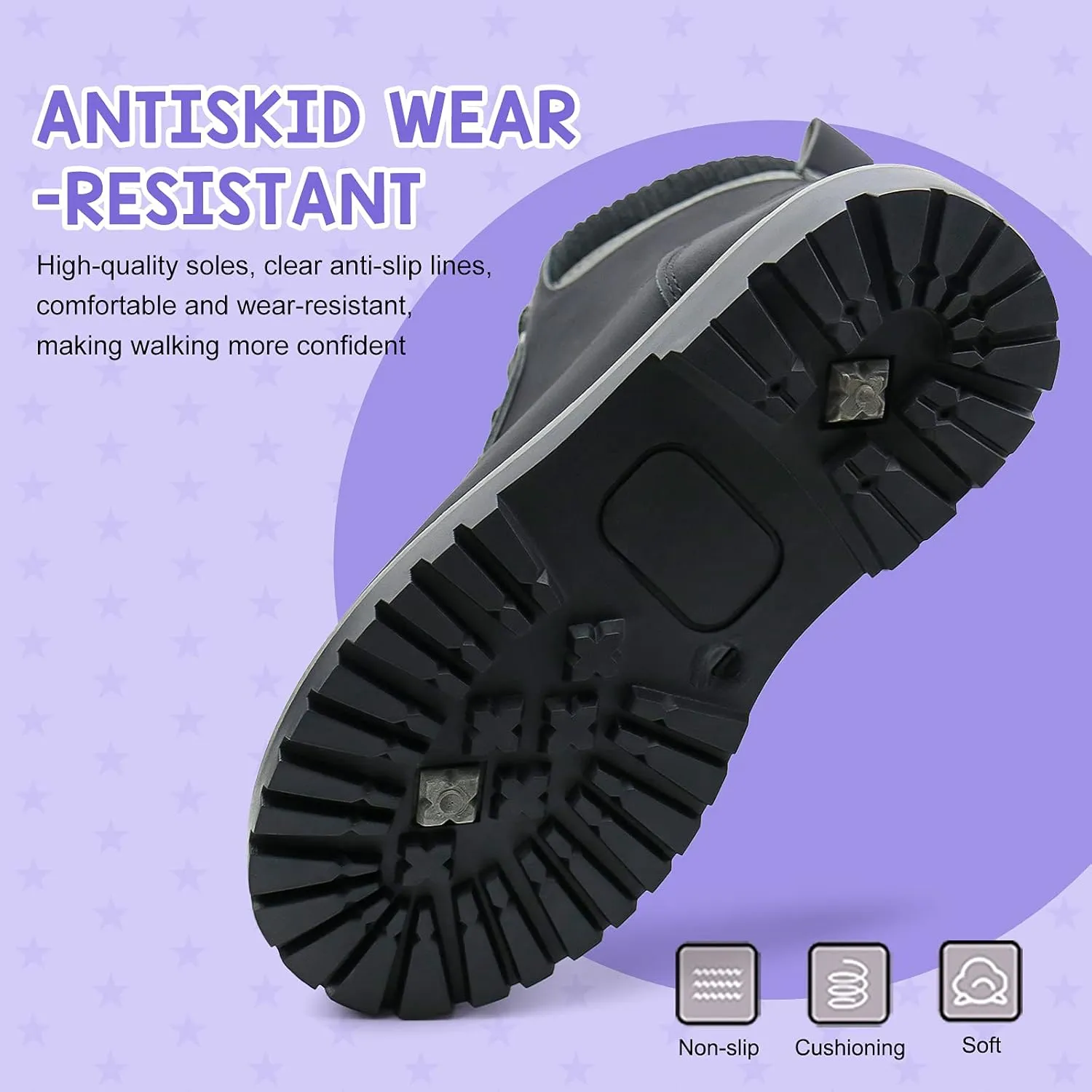 JABASIC Kids Ankle Boots Boys Girls Lace-Up Outdoor Comfort Work Boots
