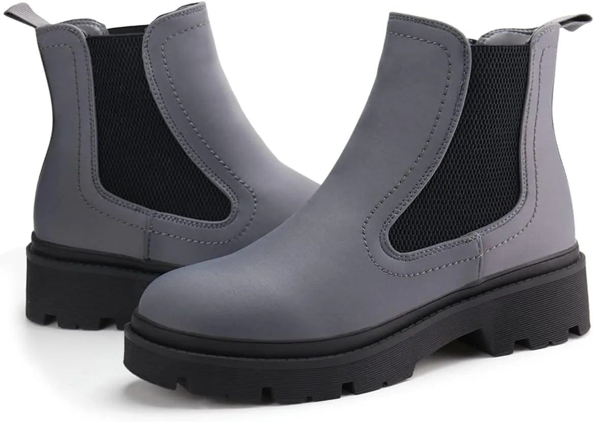 JABASIC Women Chelsea Boots Low Heel Elastic Ankle Boots (10,Army Green)