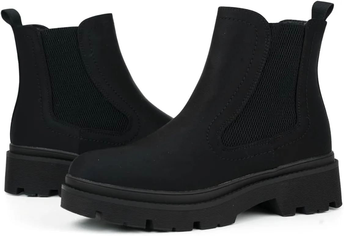 JABASIC Women Chelsea Boots Low Heel Elastic Ankle Boots (10,Army Green)