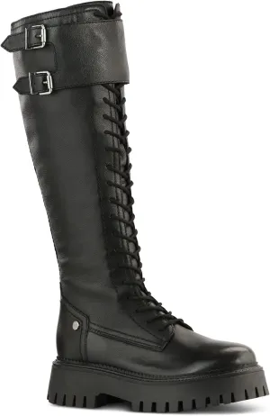 JATAREA Women's Leather Knee-High Boots - Stylish Block Heel - Comfortable Bootie for Females - Cushioned Insole for Comfort - Durable and Versatile Design