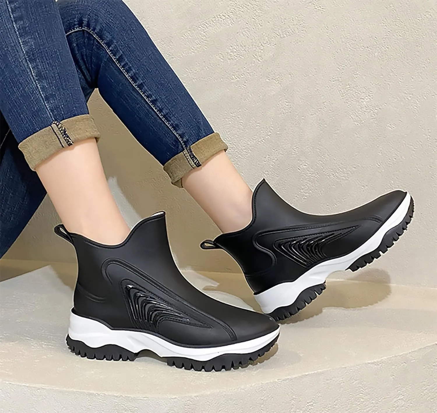 jessie Rain Boots for Women PVC Waterproof Rubber Boots Mud Boot Short Ankle Boots