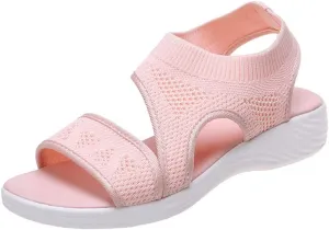 JITUUE Women's Comfy Flex Knit Thick Bottom Fish Mouth Washable Slingback Orthopedic Slide Sport Sandals