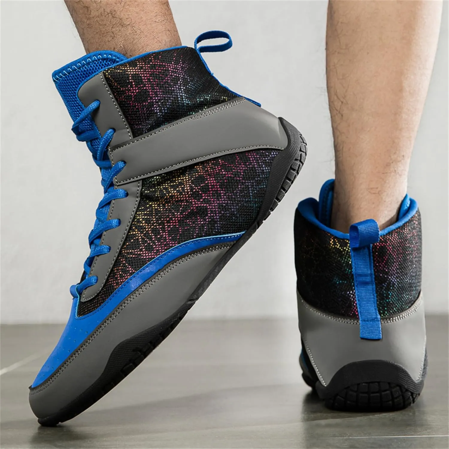 JiuQing Wrestling Shoes Men Indoor Training Boots Barefoot Breathable Teens Fashion Boxing Weightlifting Fitness Sport Boots