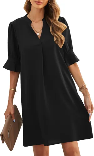 JOCAFIYE Womens Casual Dresses Short Sleeve V-Neck Dress Shift Dress Summer Dresses for Women 2025