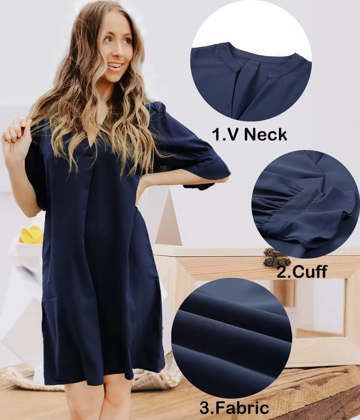 JOCAFIYE Womens Casual Dresses Short Sleeve V-Neck Dress Shift Dress Summer Dresses for Women 2025