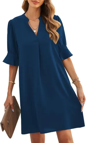JOCAFIYE Womens Casual Dresses Short Sleeve V-Neck Dress Shift Dress Summer Dresses for Women 2025