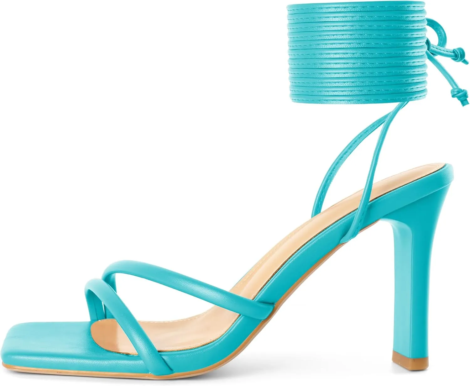 Joseywade Chunky Heels For Women Lace Up Tie Up High Heel 3.5" Heeled Sandals Open Toe Shoes