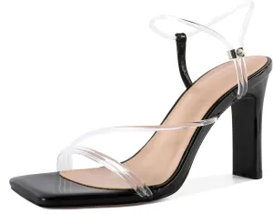 Joseywade Chunky Heels For Women Strappy High Heel 3.5" Sandals Adjustable Ankle Strap Open Toe Shoes