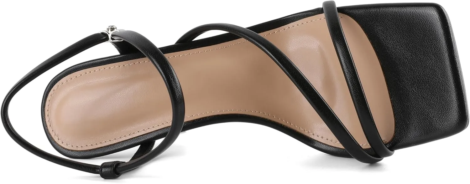 Joseywade Chunky Heels For Women Strappy High Heel 3.5" Sandals Adjustable Ankle Strap Open Toe Shoes