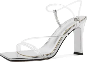 Joseywade Chunky Heels For Women Strappy High Heel 3.5" Sandals Adjustable Ankle Strap Open Toe Shoes