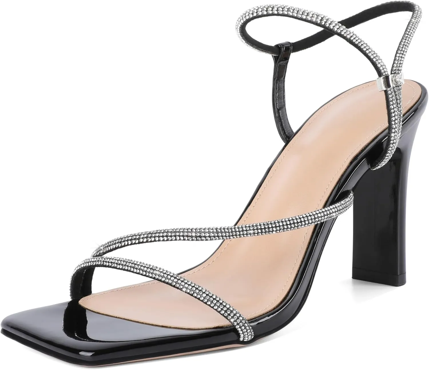 Joseywade Chunky Heels For Women Strappy High Heel 3.5" Sandals Adjustable Ankle Strap Open Toe Shoes