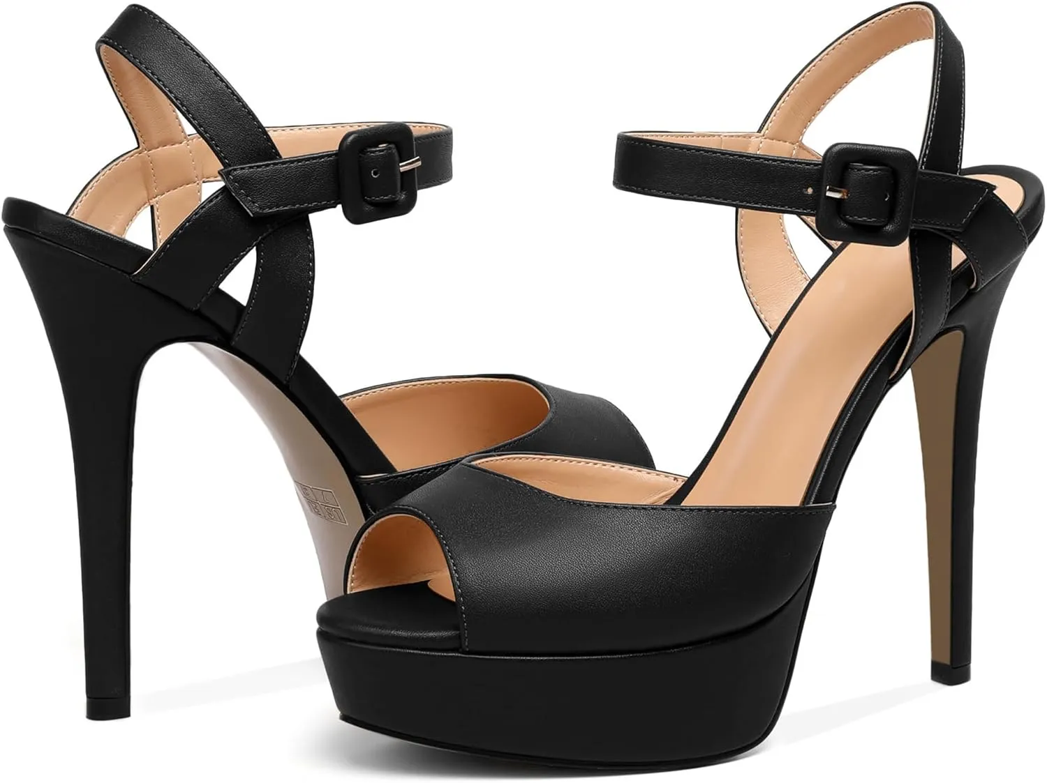 Joseywade Platform Stiletto Heels Women's Peep Toe High Heel Heeled Sandals 5.5 Inch Party Dance Dressy Ankle Strap Shoes