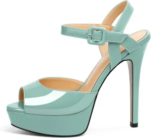 Joseywade Platform Stiletto Heels Women's Peep Toe High Heel Heeled Sandals 5.5 Inch Party Dance Dressy Ankle Strap Shoes