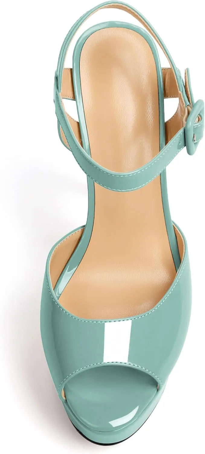 Joseywade Platform Stiletto Heels Women's Peep Toe High Heel Heeled Sandals 5.5 Inch Party Dance Dressy Ankle Strap Shoes