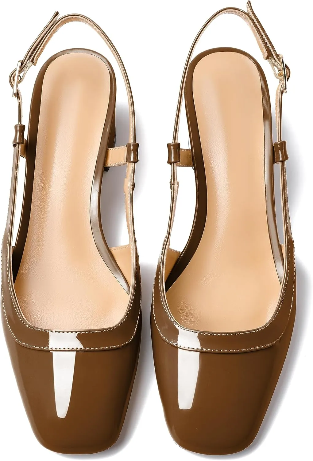 Joseywade Slingback Low Block Chunky Heels Pumps 2 Inch Closed Square Toe Shoes Women Heeled Sandals